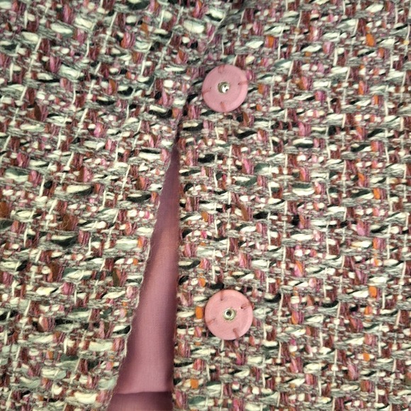 Y2K Preppy Vintage Alfani Pink Tweed Skirt Suit Set Size 4P Jacket & 6P Skirt - Picture 6 of 12